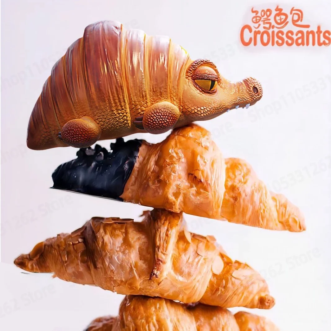 Creative Crocodile Croissant Figurine Resin PU Desktop Decor Birthday Gift