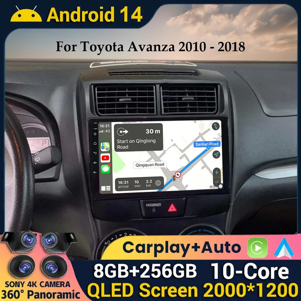 

Android 14 Carplay Car Radio For Toyota Avanza 2010 2011 2012 2013 2014 2015 2016 WIFI+4G Stereo GPS Multimedia Player Head Unit