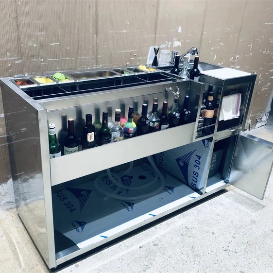 

Стандартный набор 160 см, барный стол, профессиональная модульная рабочая станция Бармана, раковина, поднос для льда, эффективный встроенный бар