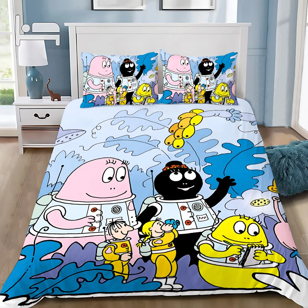 3D Printed Barbapapa Bedding Set for Boys Girls Duvet Cover And Pillowcase Included Twin Queen King Full Single Double Sizes