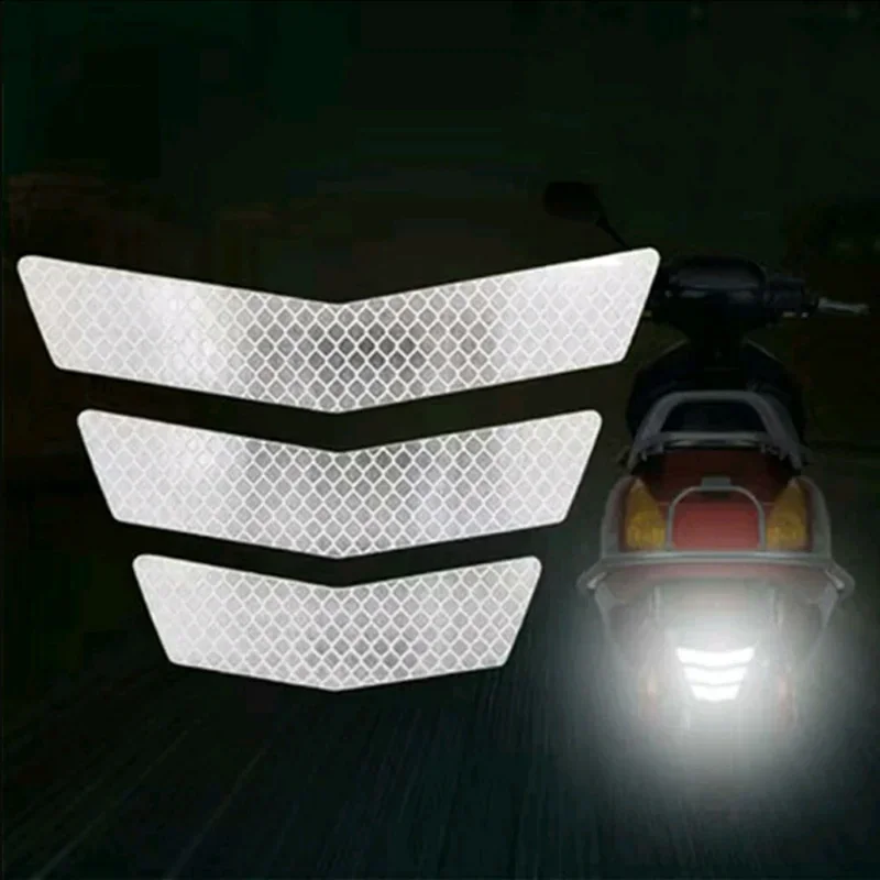 3pcs Reflective Warning Motorcycle Sticker Trapezoidal Arrow Tail Racing Fender Bumper Tape Sticker Decor Motorcycle Accessories