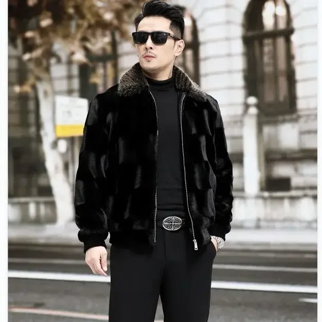 Fur Jacket Men\'s Mink Coat Whole Mink Simulation Mink Men\'s Winter Gold Mink Coat