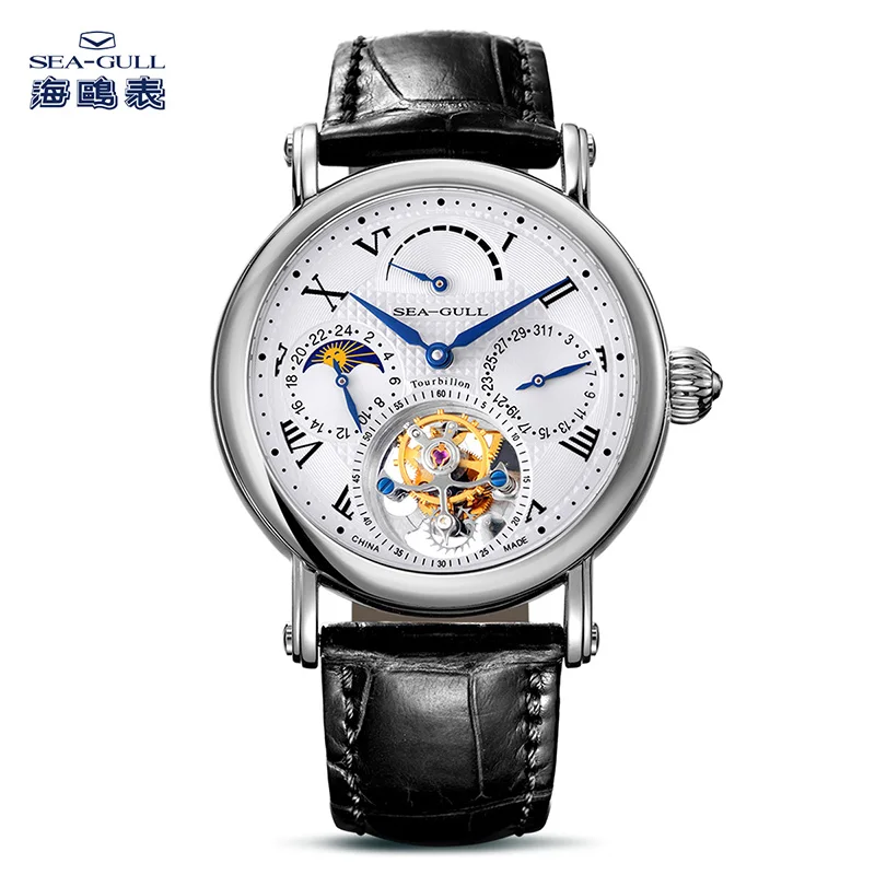 Seagull watch tourbillon manual mechanical watch 24 o'clock moon phase table hollow flywheel calendar watch men's watch 818.907