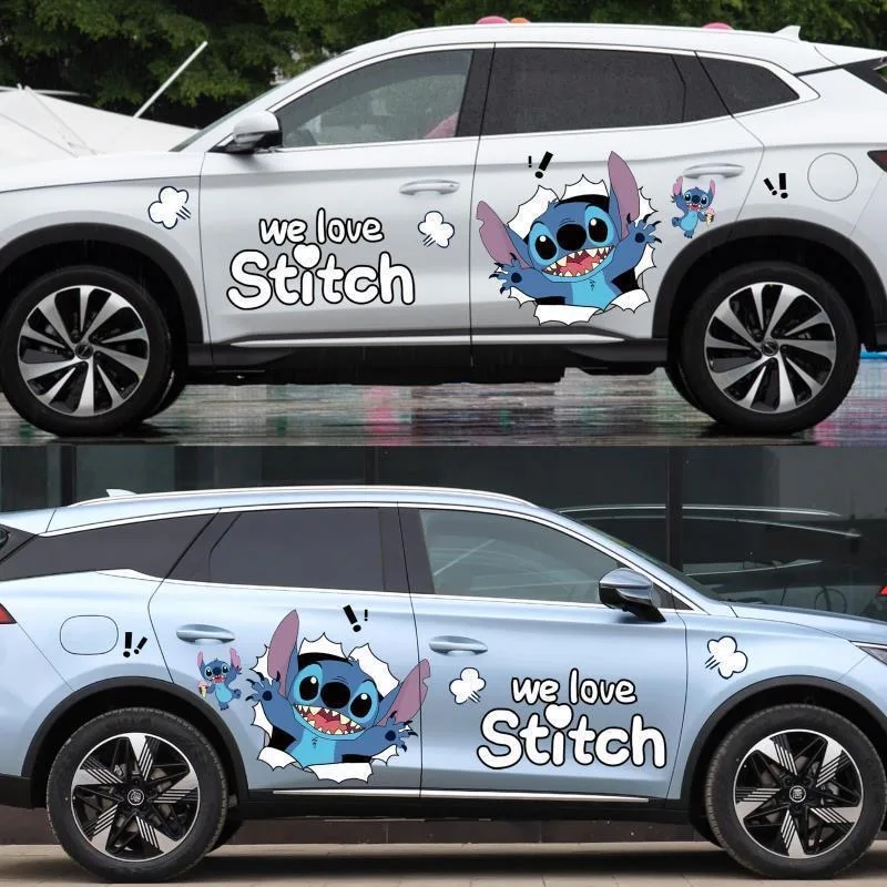 لطيف ديزني غرزة أنيمي جسم السيارة تعديل قذيفة خدش درع الكرتون ملصق Kawaii غرزة ملصق مضاد للمياه سيارة الديكور