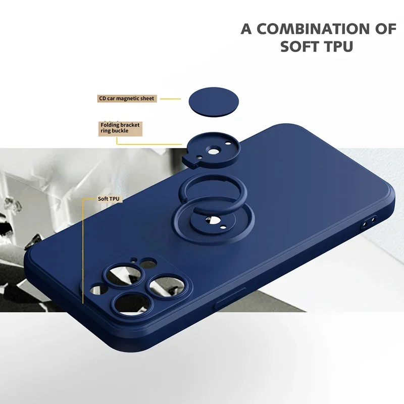 Luxury Ring Holder Silicone Case For iPhone 15 14 13 12 Pro Max X XS XR 8 7 Plus SE 2020 iPhone13 iPhone14 12Pro Silicon Cover