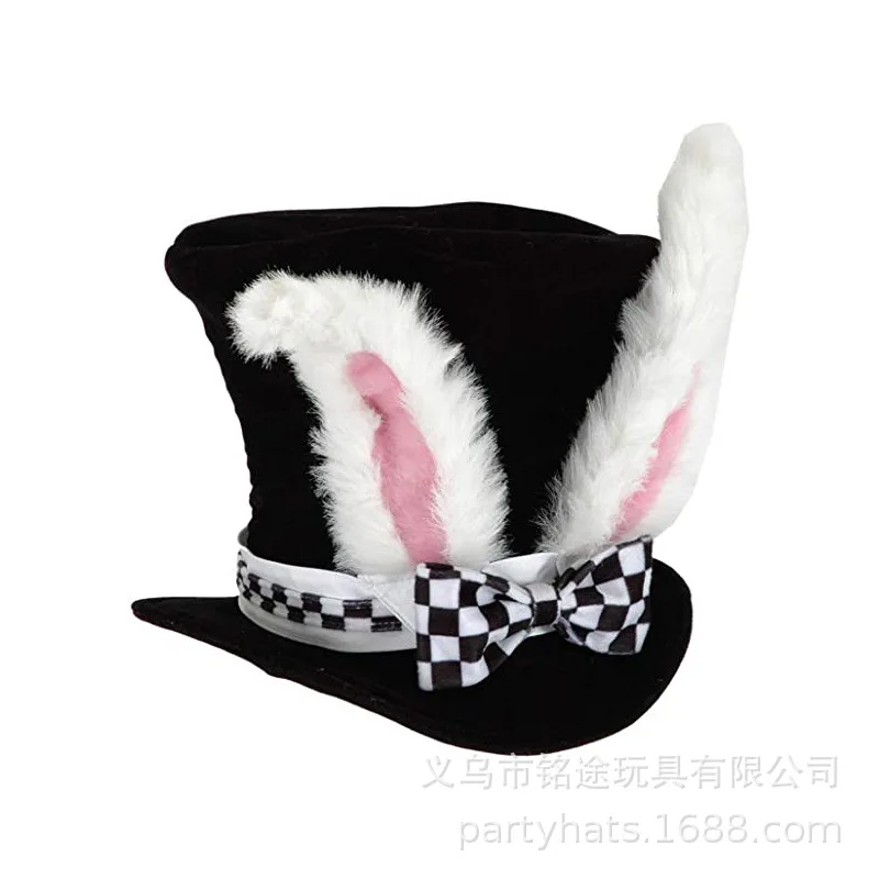 Halloween Easter White Rabbit Top Hat Alice Cosplay Bunny Bowler Men Women Magician Costume Accessory Suit Fairy Tale Tea Party