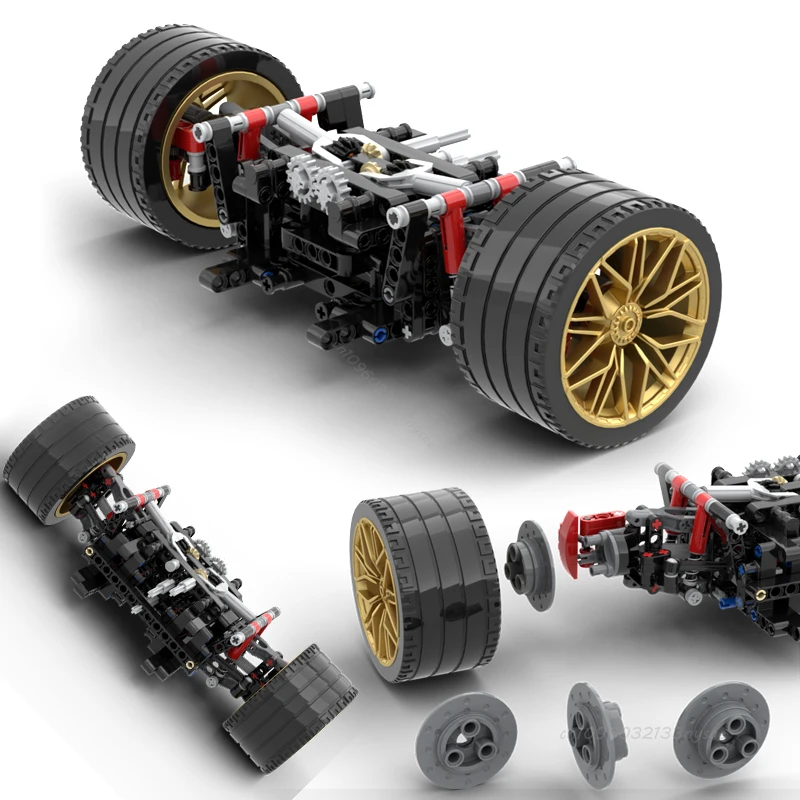 MOC Technical  Adjustable Suspension Width Steering and Differential Drive Building Blocks Cars Steering Chassis Diy Bricks Toys