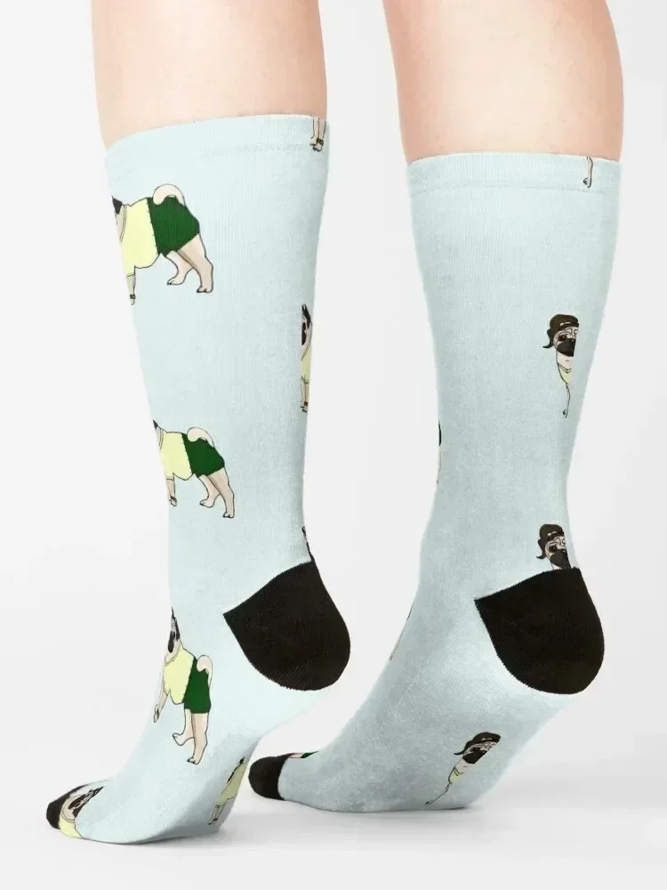 Pug with a Ponytail Socks floral Rugby hiking Christmas Luxury Woman Socks Men's