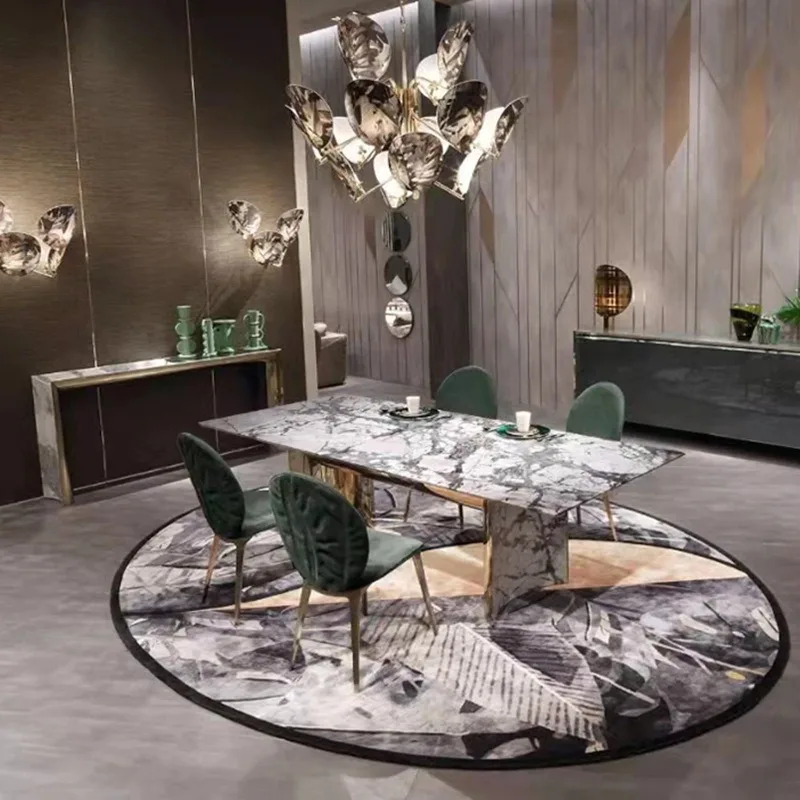 Light luxury stainless steel creative marble dining table