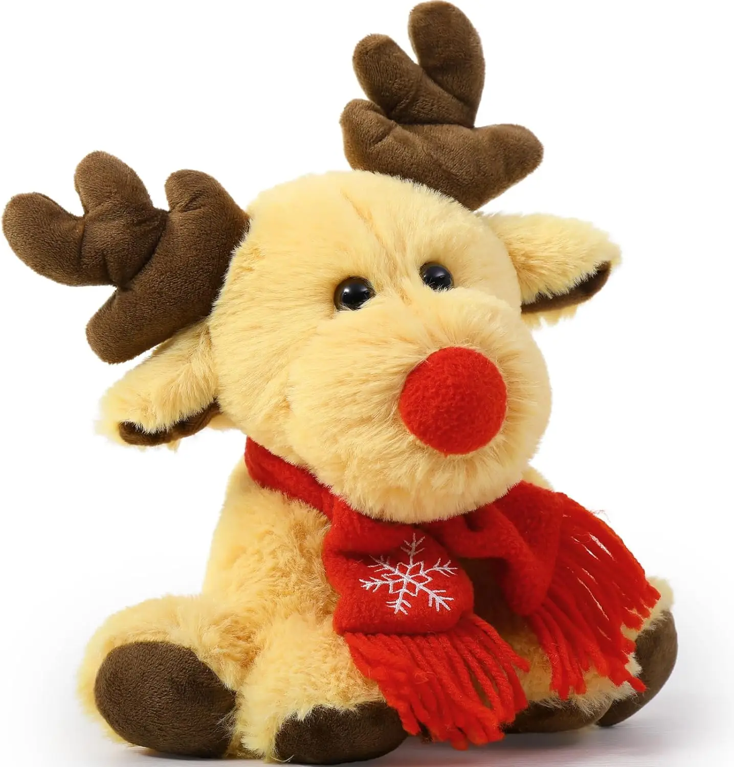 MorisMos Reindeer Stuffed Animal Cute Christmas Reindeer Plush Toys for Kids, 9'' Rudolph The Red Nosed Reindeer Stuffed Animal