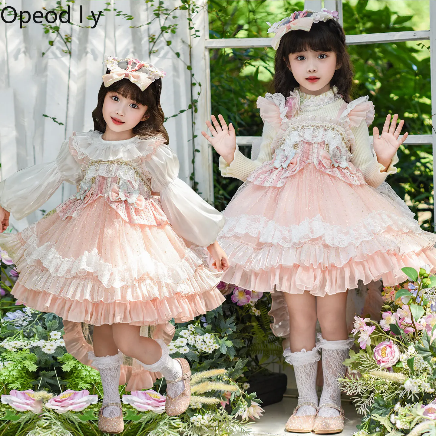 

2026 New Girls Lolita Dress Japanese Original Princess Style Little Girls Birthday Party Lace Bow Children's Fluffy Dress
