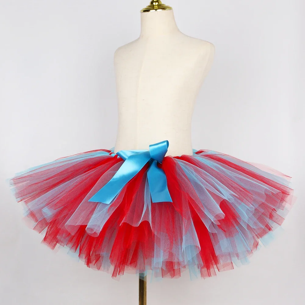 Thing 1 and Thing 2 Tutu Skirt for Birthday Party Cosplay Costume Red Blue Fluffy Mini Tulle Skirts  Princess Tutu view 4