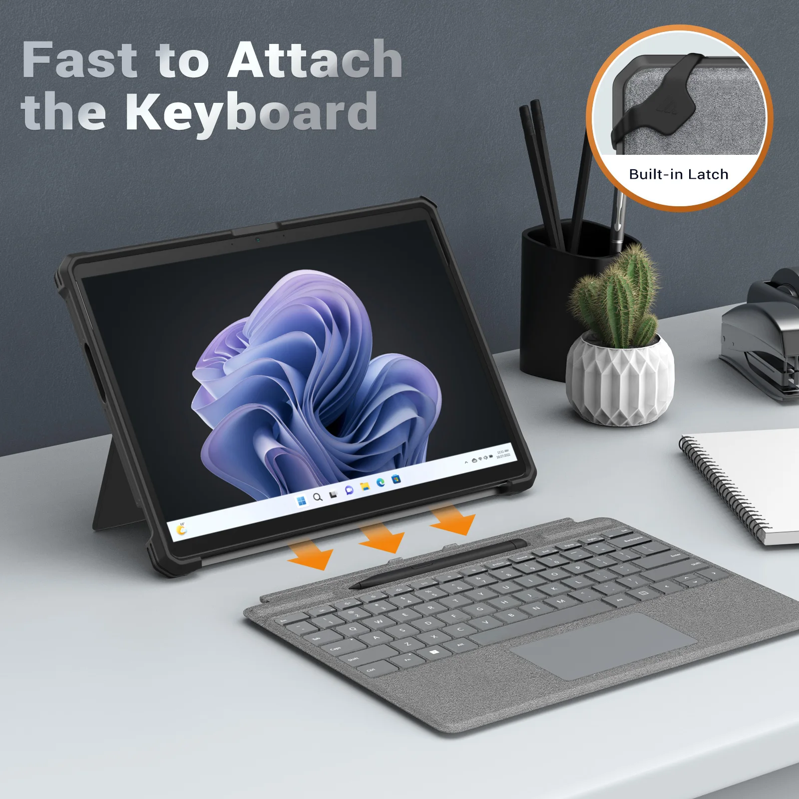 Capa MoKo para Microsoft Surface Pro 11, Surface Pro 10, Surface Pro 9 13 polegadas, capa protetora robusta multifuncional