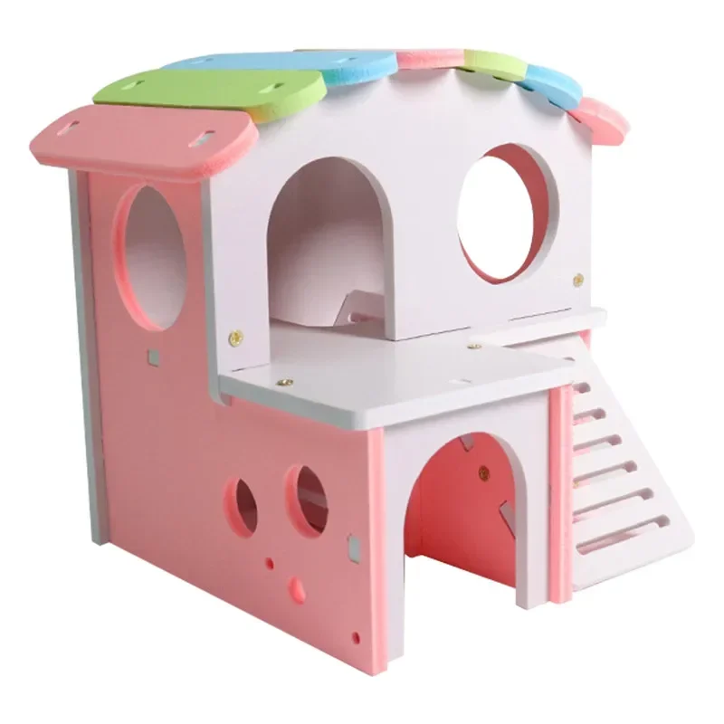 Luxurious Hamster House Swing Toy Slide Hamsters Nest Loft Bed Cage Nest Type Hedgehog Pet Castle Climbing Toys Small Pet House