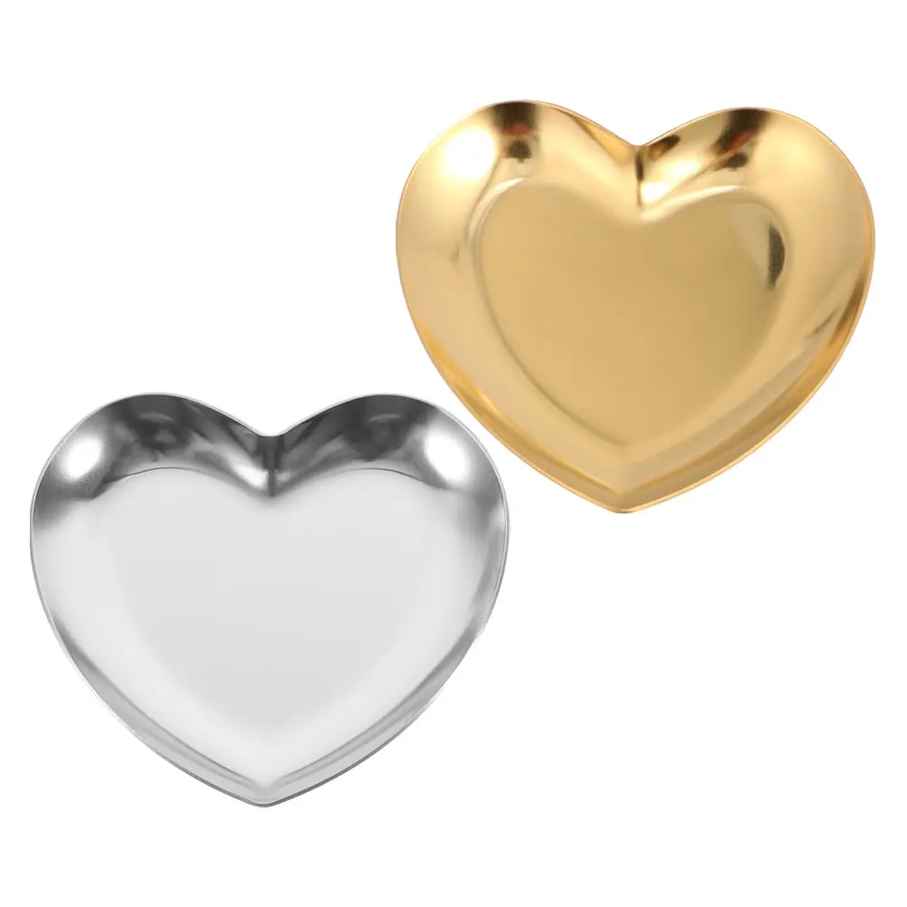 

Heart Shaped Jewelry Organizer Stainless Steel Ceramic Tray Heart Ring Holder Metal Dishes Storage Bowl Decorative Platters