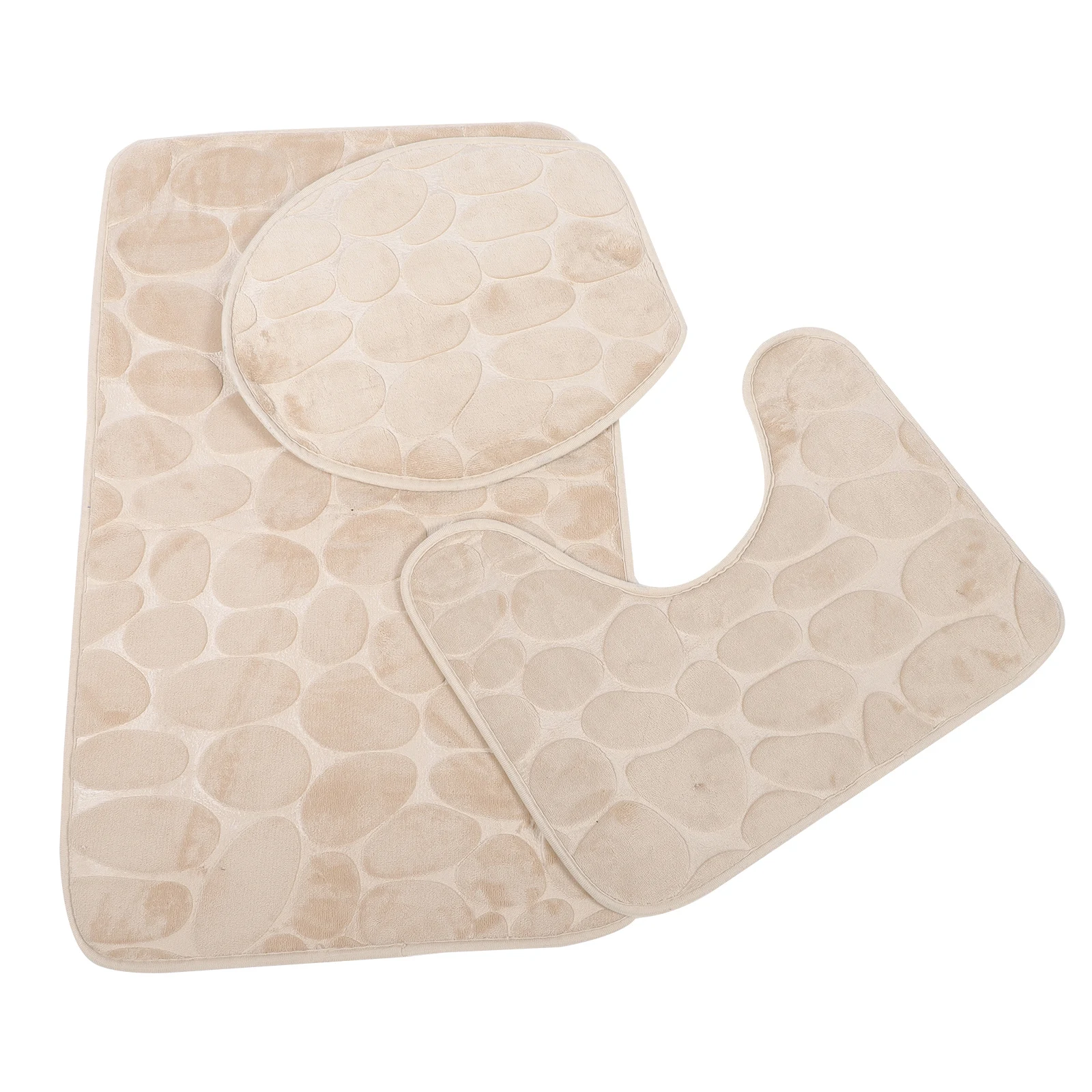 

3 Piece Bathroom Rug Set Nonslip Toilet Seat Lid Comfortable Skin Friendly Durability Bathtub Mat Exquisite Stitching