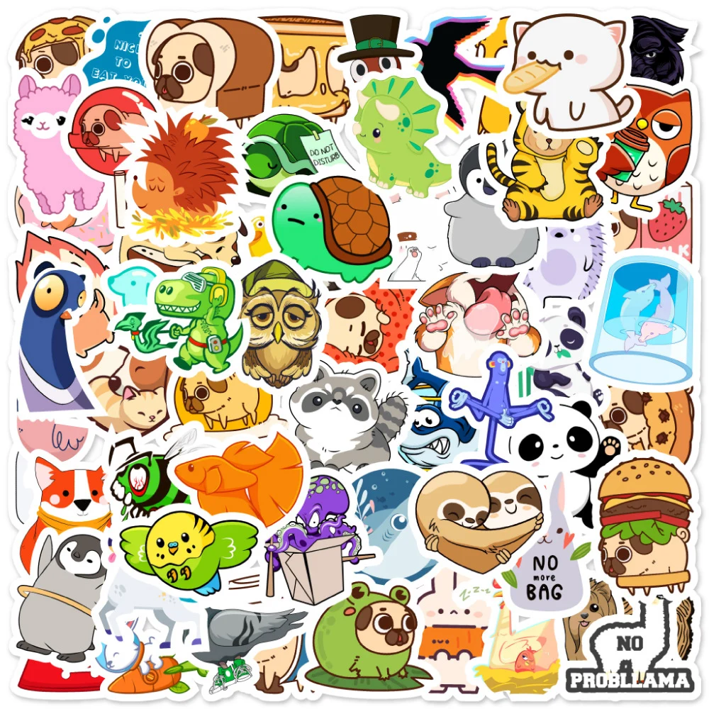 100 Pcs/Set Cartoon Animal Graffiti Sticker for Skateboard Luggage Mobile Phone Decoration DIY Scrapbooking Waterproof Decal