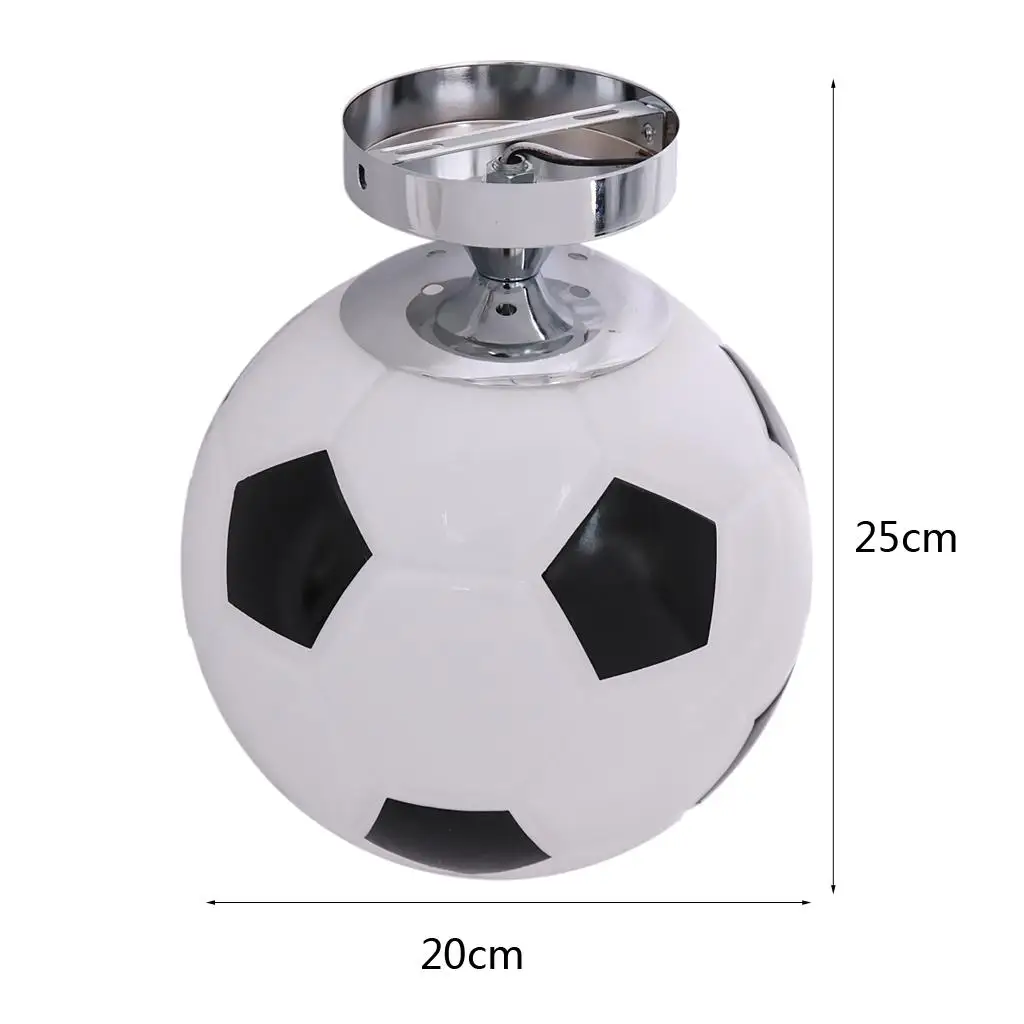 Modern Football Soccer Ceiling Lamp Glass Lampshade E27 Fixture for Children Room and Nursery