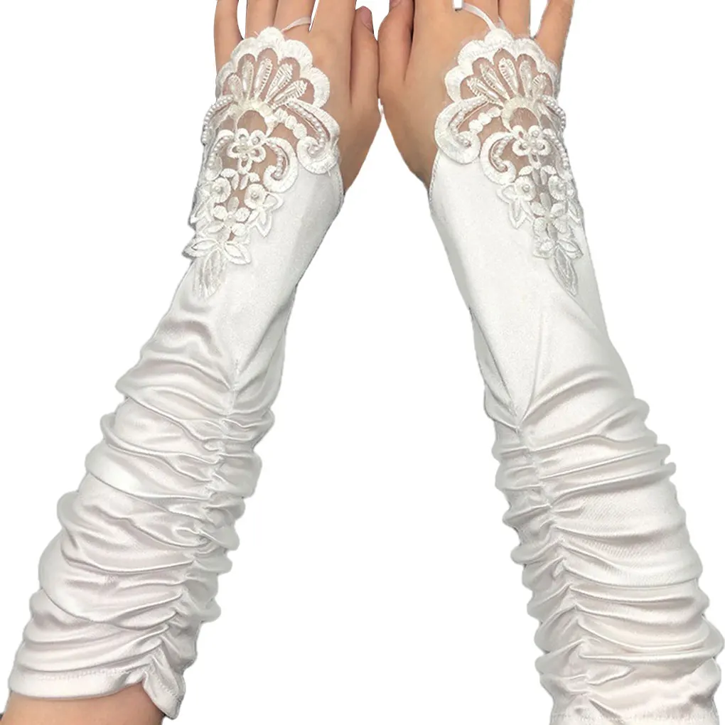 Lace Florals Gloves Fingerless Handwear Mittens Prom Banquets Performance