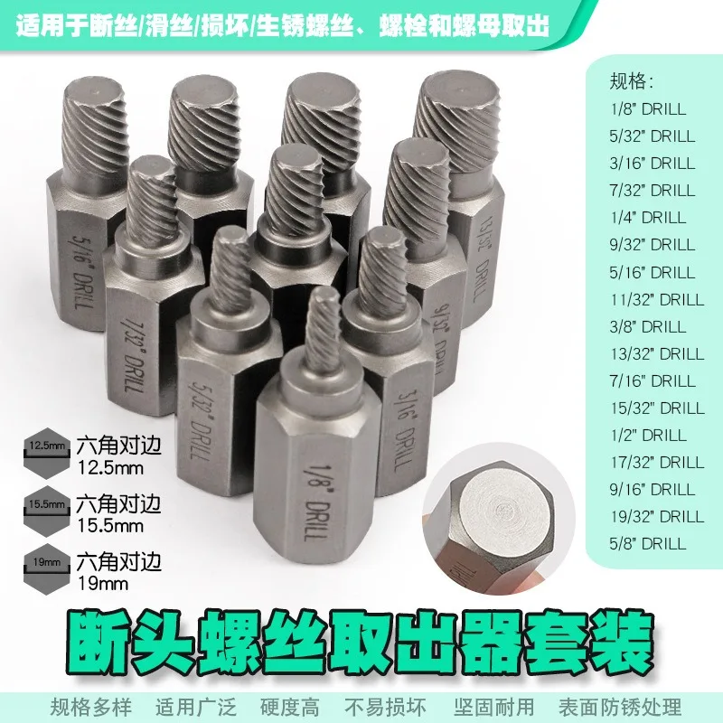 Damaged Fastener Extractor Tool, Remove Broken Bolts, Stripped Nuts & Broken Taps for Faucet Water Pipe Repair