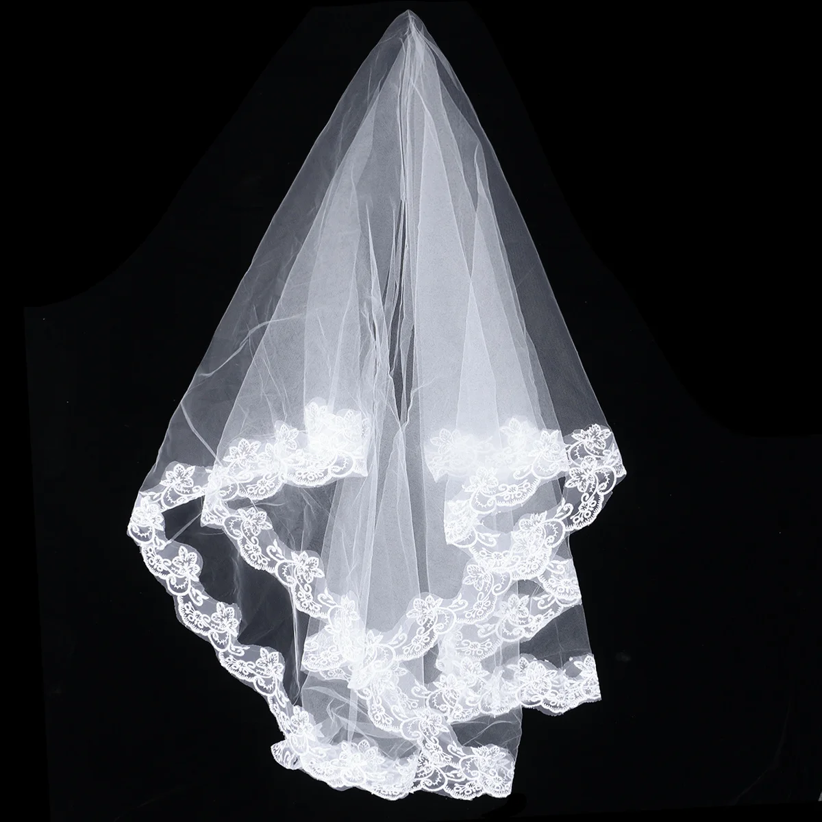 

Bridal Wedding Veil Long Tulle Lace Elegant Chiffon Headpiece For Bride Hen Party Bridal Shower Pure White