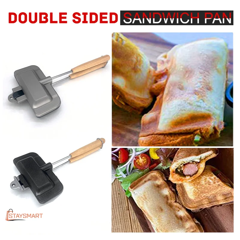 

Premium Non Stick Double Side Foldable Sandwich Press Maker Grill Pan for Toasting Bread