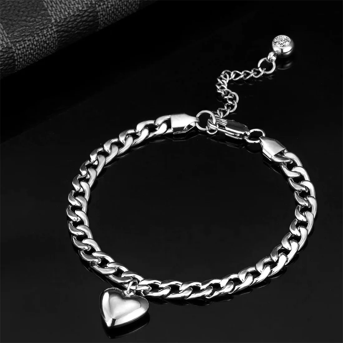 Heart Cuban Link Chain Anklet For Women Gold Silver Color Stainless Steel Foot Leg Ankle Bracelet Punk Summer Beach Jewelry Gift