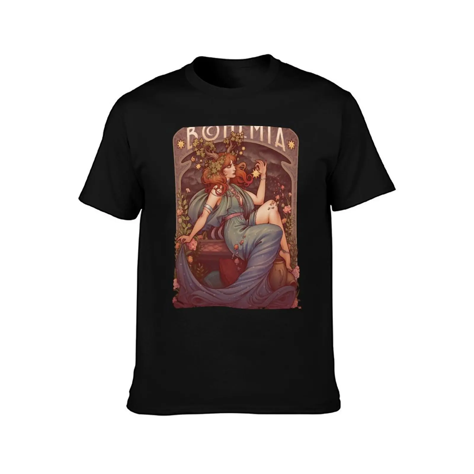 Art Nouveau BOHEMIA T-Shirt anime clothes summer 2025 topping kawaii clothes black t-shirts for men