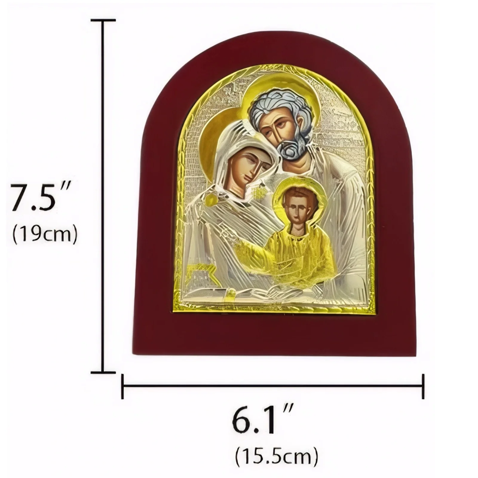 Holy Family Icon Orthodox Greek Icon Byzantine 7.5/6.1 Inch Zinc Alloy Icon Wooden Frame Gold-Finished Religious Art Home Decor