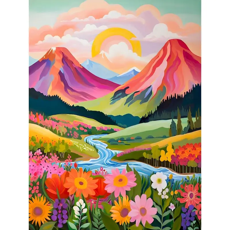 

SDOYUNO Painting By Numbers Kits Colorful Mountain Forest Acrylic Paint Landsape Artwork On Canvas For Adults Home Decors