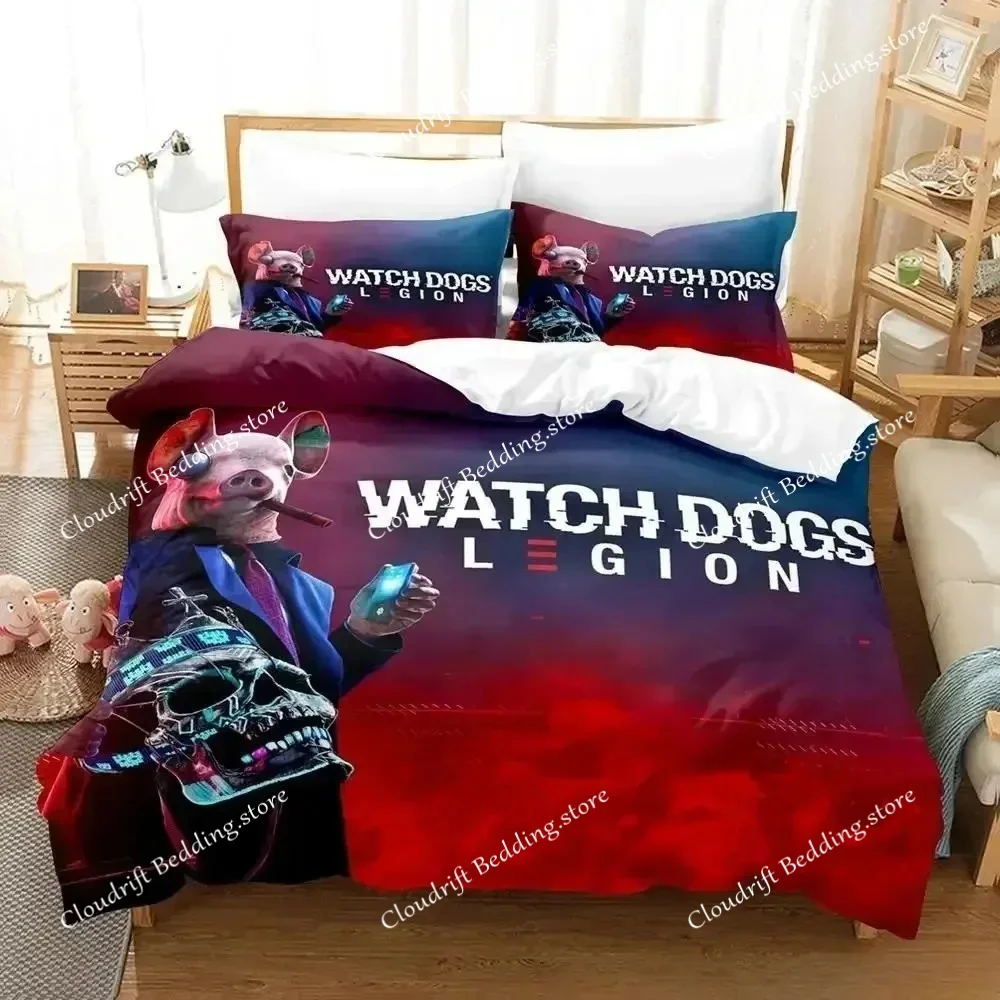 New  Watch Dogs Bedding Set Cartoon Anime three-piece set Adult Kid Bedroom Duvet cover Sets 3D Game Watch Dogs home textile