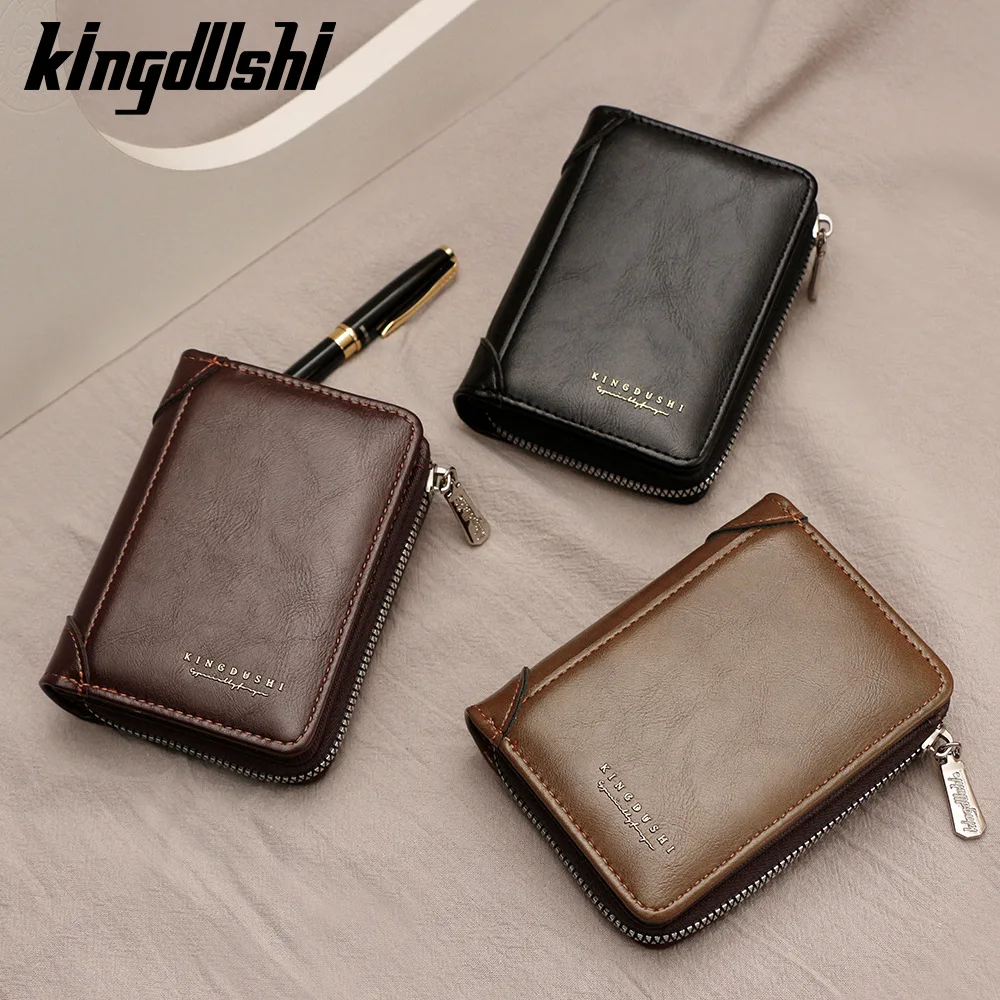 

Мужской короткий вертикальный кошелек из искусственной кожи с цепочкой, множеством отделений для карт, многофункциональный и легкий держатель для денег.