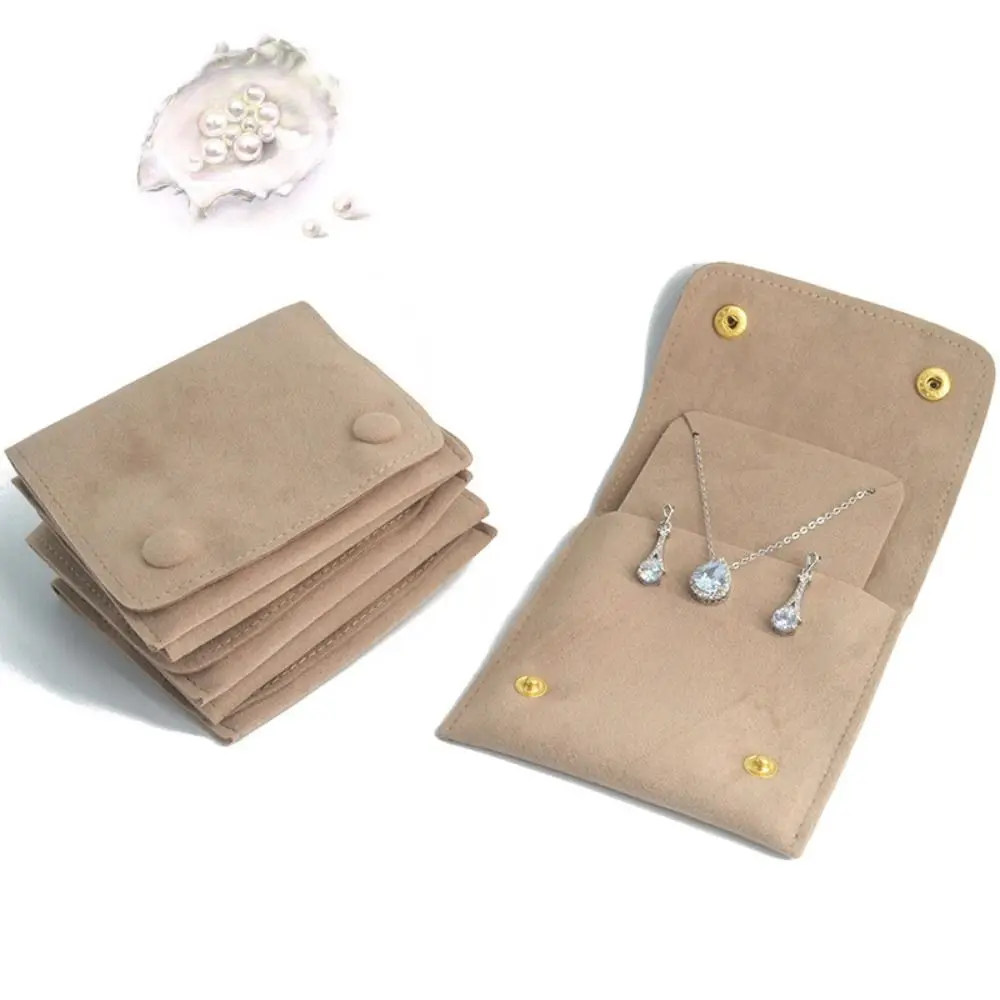 Double Snap Button Jewelry Storage Bag New Thicken Portable Storage Pouch Dust Protect Velvet Packaging Pouch Earrings