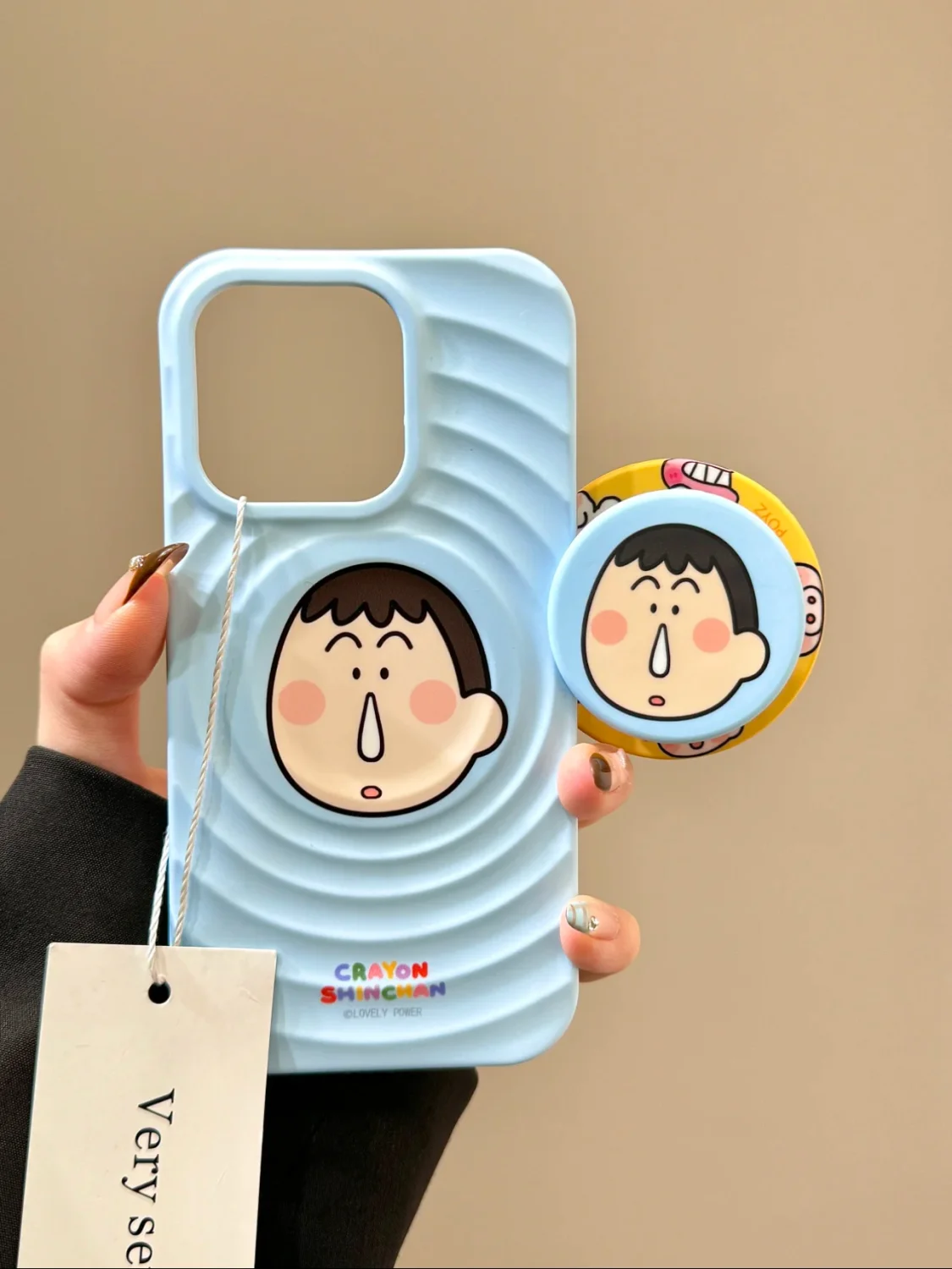 Kawaii تلوين شين تشان نيني نيني حامل مغناطيسي Magsafe جراب هاتف آيفون 16 15 14 13 برو ماكس المغناطيسي قوس الغلاف الصلب