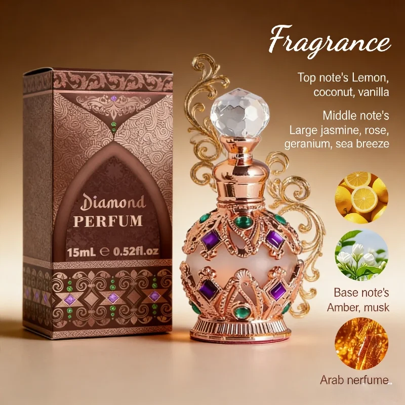 

15ML Perfumes Árabes Originales Perfume Woman Charming Rose Jasmine and Vanilla Floral Scents Long-lasting Pheromone Fragrance