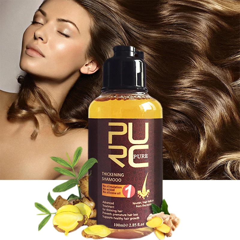 PURC Ginger Hair Loss Shampoo Ginseng Hair Growth Treatment Regrowth Repair Hair Root Thicken Hair Care 100ml