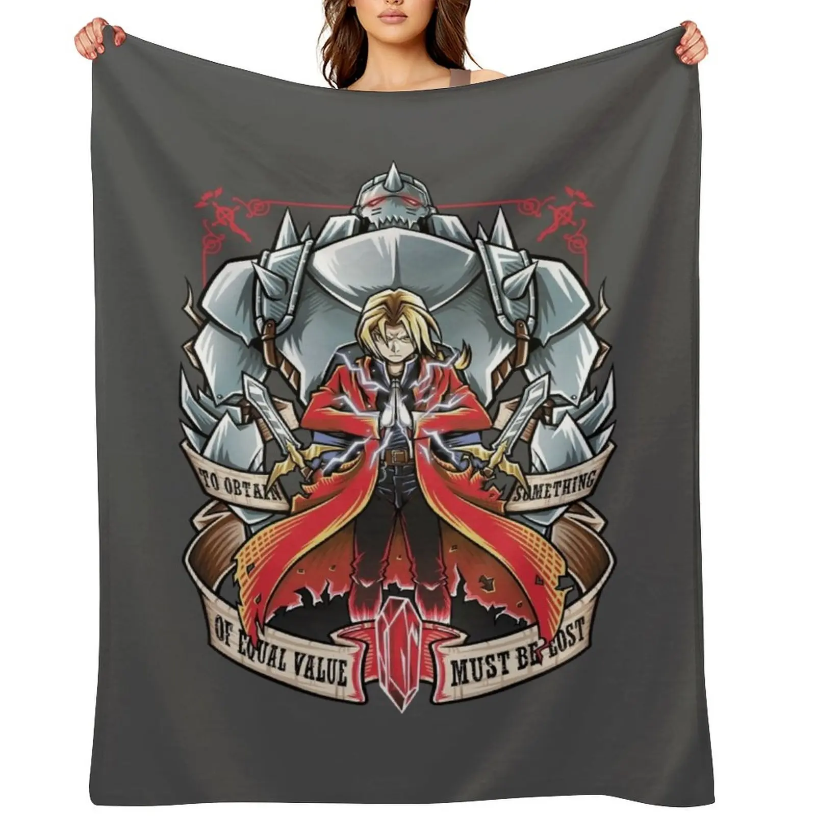 

Brotherhood - FullMetal Alchemist Throw Blanket Multi-Purpose Furry bed plaid valentine gift ideas Blankets