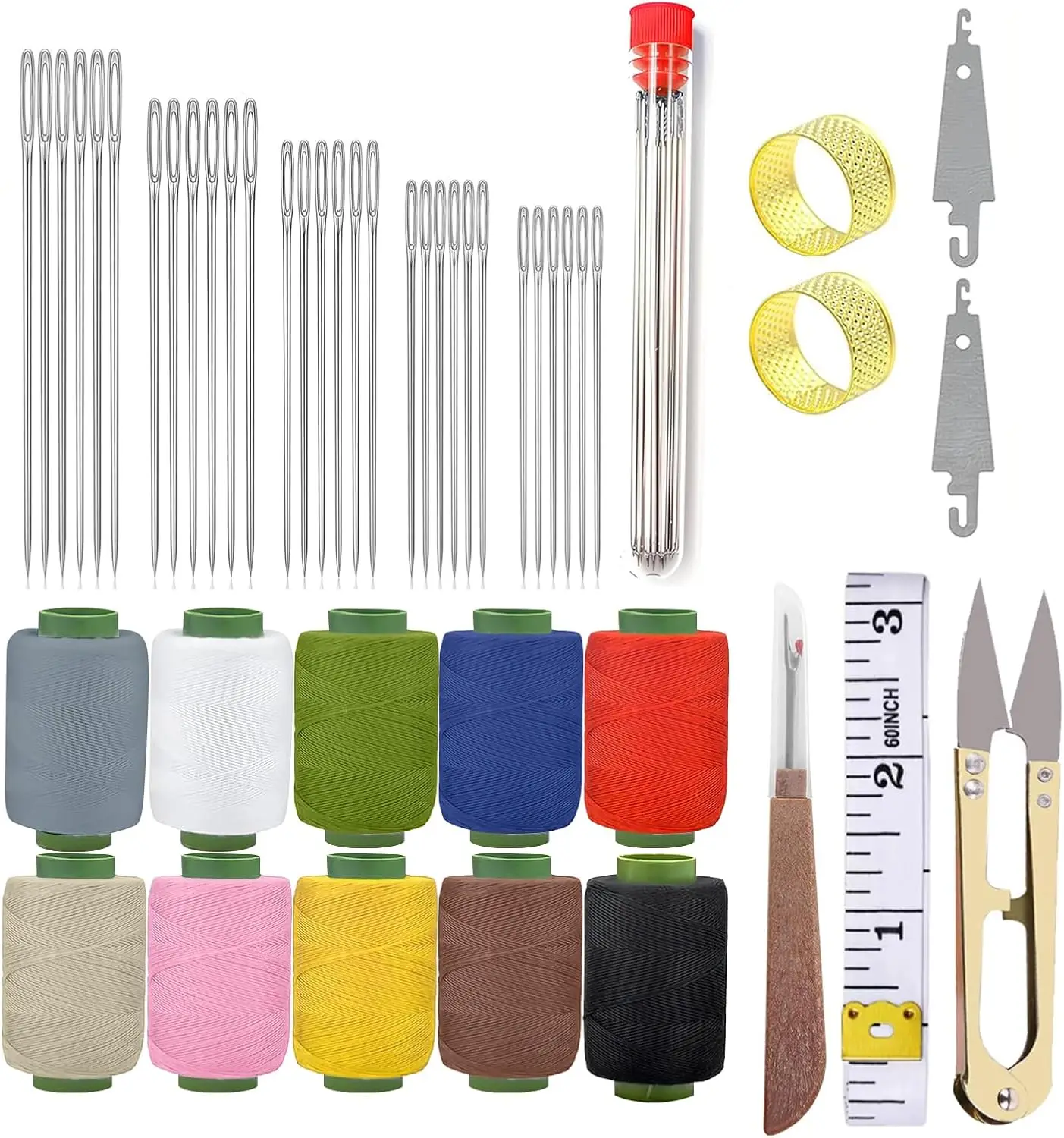 

43-Piece Sewing Kit for Adults & Beginners, Big Eye Stainless Steel Needles with Threader & Seam Ripper