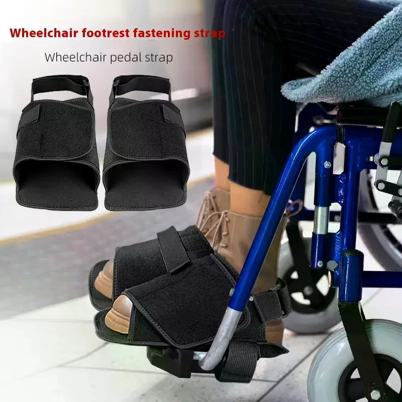 Black Fixed Strap Wheelchair Shoe Holder Belt Shoe Rest for Elderly Foot Support Care Supplies