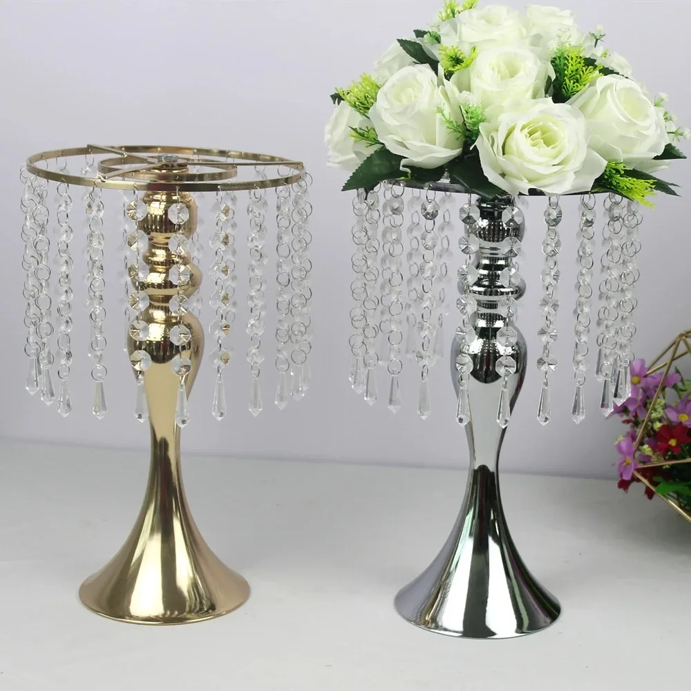 Twist Shape Flower Vase Stand, Golden, Silver, Wedding Table Centerpiece, 52 cm Tall, Road Lead, Home Decor, Exquisite