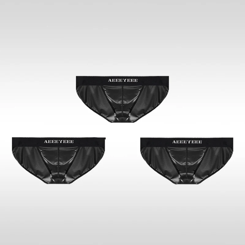 

3PCS Men's Underwear Lightweight Ice silk Wide-Waistband Low-Rise High-Cut Sexy Breathable Boxer Briefs with U-Shaped Front