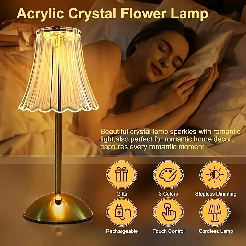 Moderne Retro LED Kristall Schreibtischlampe Dekorative Kunst Stil Kristall Atmosphäre Lampe Touch Einstellbare Dimmen Schlafzimmer Dekoration
