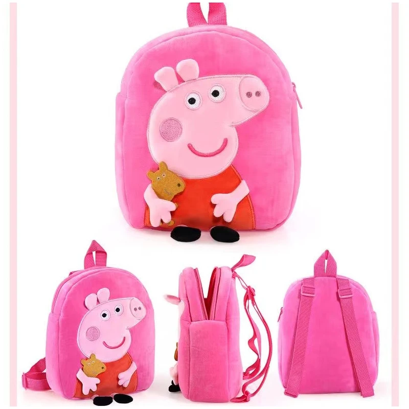 27CM Peppa Pig Plush Backpack George Kindergarten Backpack Cartoon Shoulder Children  Bag Girls Birthday Toys For Gifts Toys