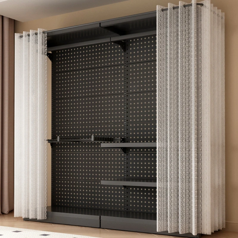 

Steel hole plate wardrobe household bedroom easy assembly storage cabinet open metal frame armario de ropa Organizer furniture