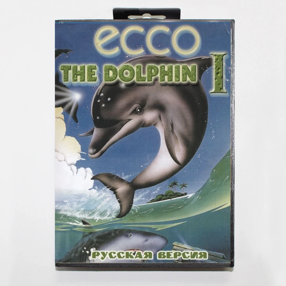 خرطوشة ألعاب Ecco the Dolphin 16Bit MD مع صندوق RU لأنظمة Sega Megadrive Genesis