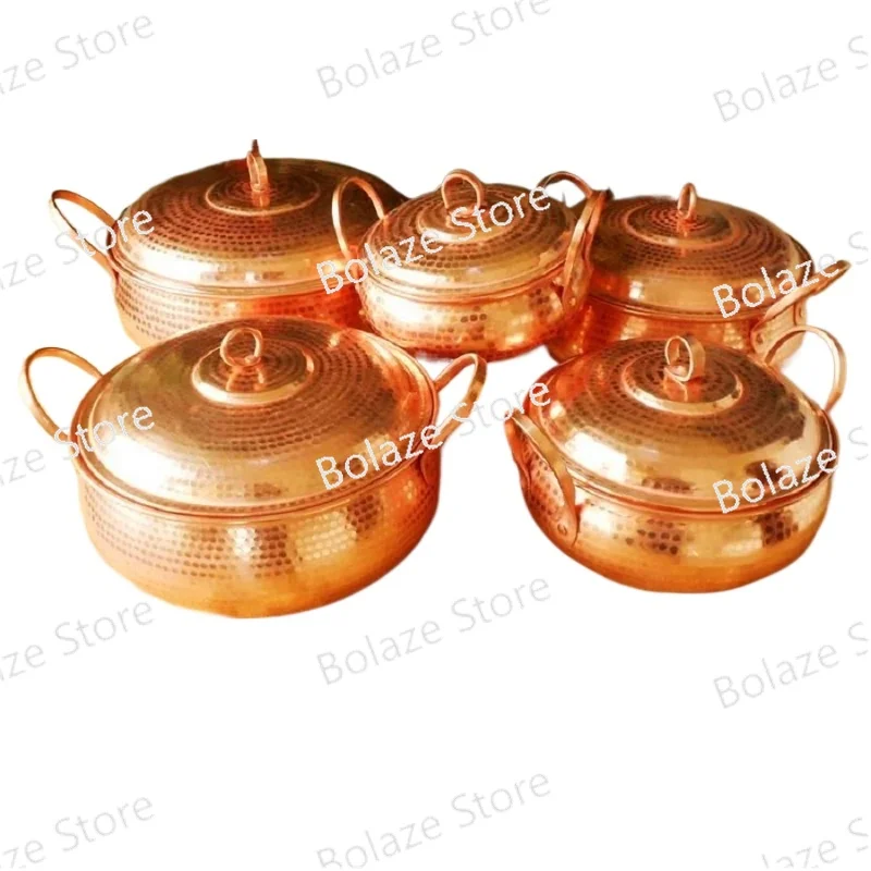 

100% Pure Copper Pot Stew Steam Soup Purple Deep Casserole Steamer Handmade Soup Pot Hot Pots 18-30cm