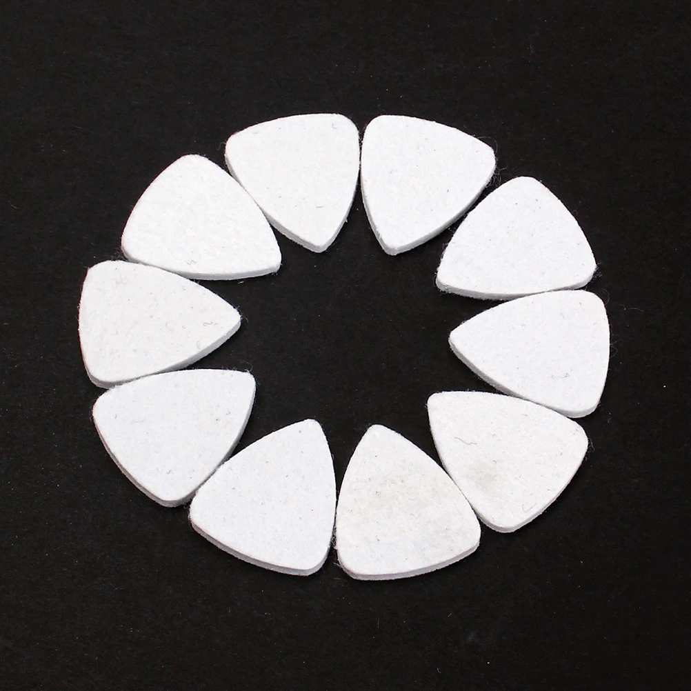 

10pcs Wool Felt Material Guitar Pick Bass Guitar Plectrum Ukulele Guitar Picks Accessories L04 (White)