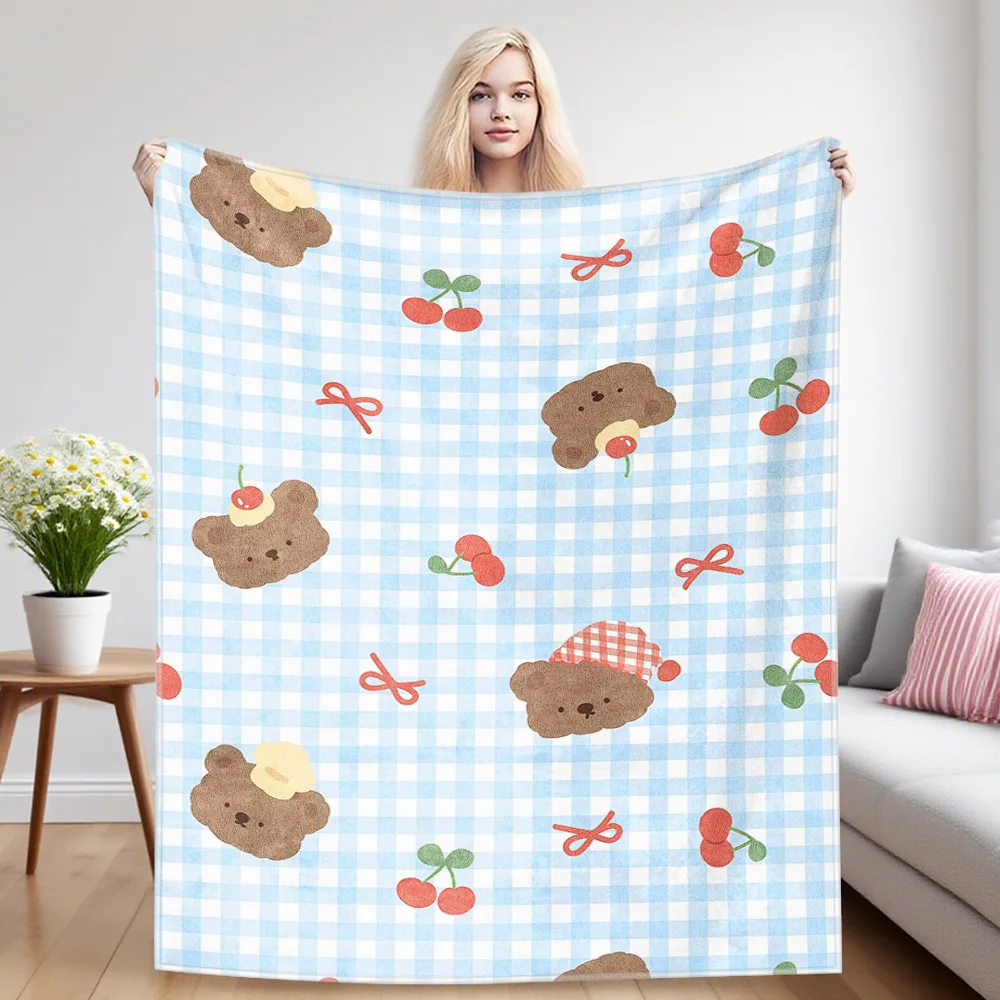 Bear Picnic Nap Blanket,Flannel Blanket,Suitable For Sofas,Beds,Cars,Rooms,Offices,Camping,Exquisite Gift Blankets