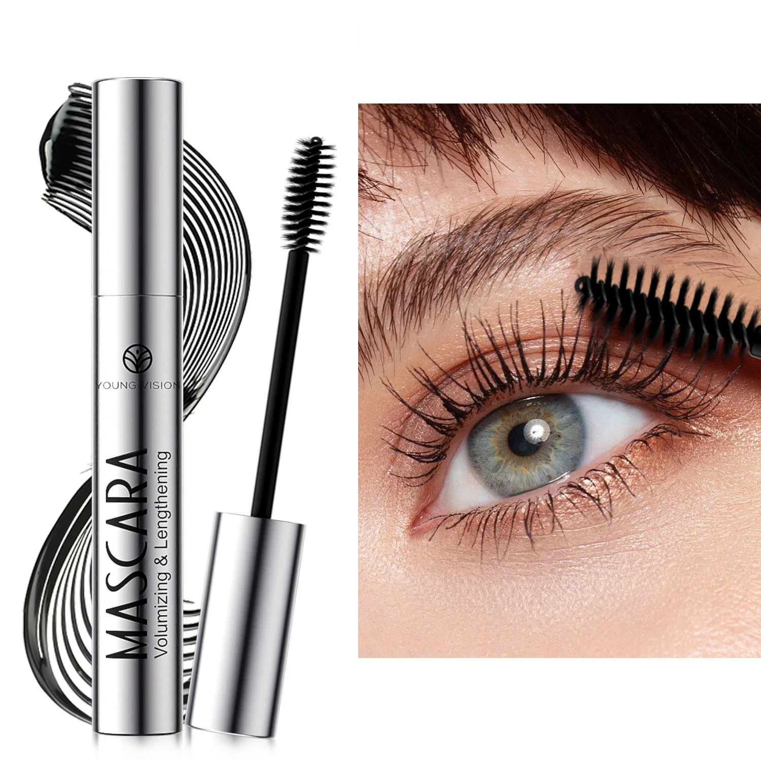 1PC Black Thick Lengthening Mascara Dense Volumizing Smudge-proof Waterproof long-lasting Mascara Makeup Cosmetic