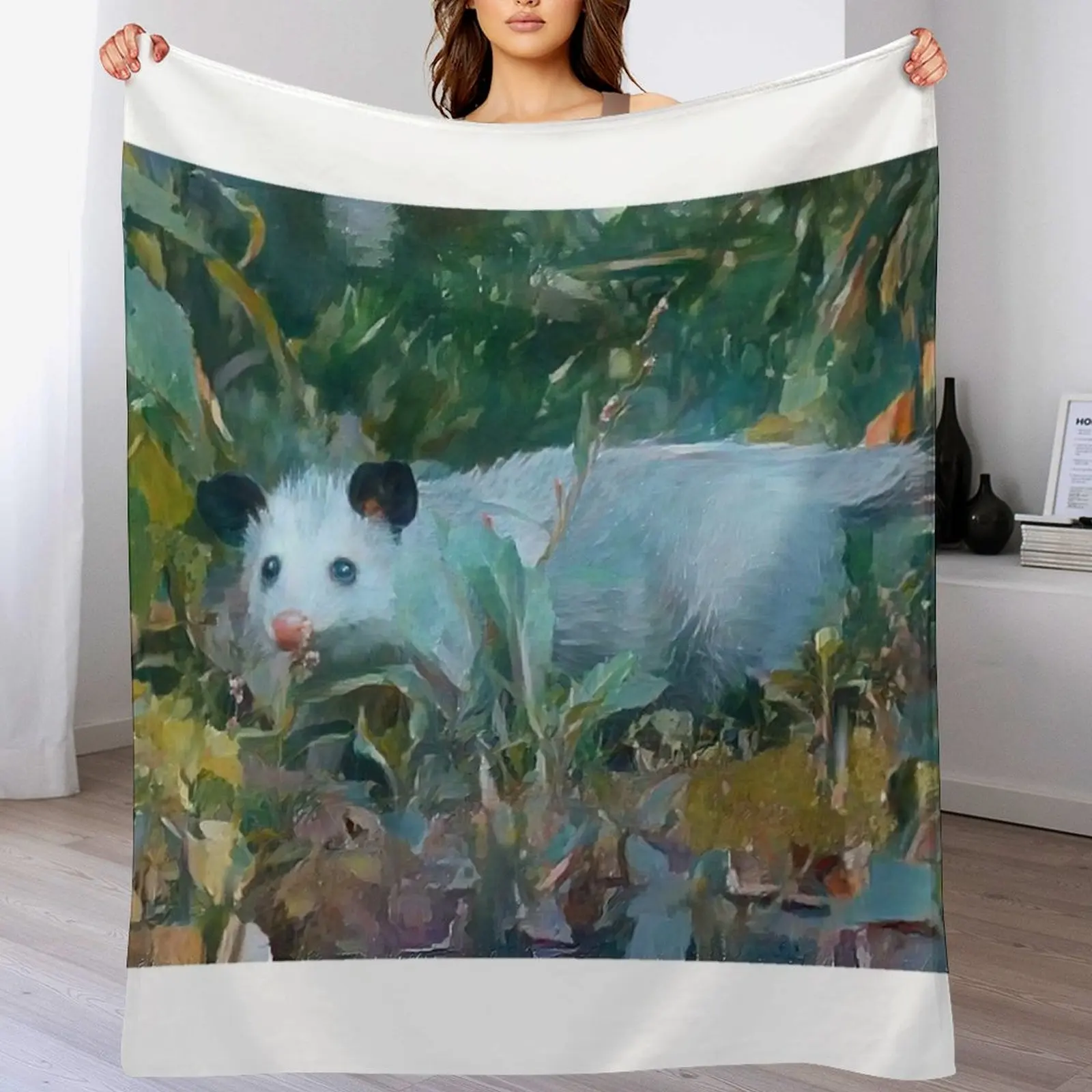 

Opossum In a Field, Watercolor Throw Blanket Nap Blankets For Bed Soft Big Multi-Purpose Blankets